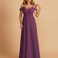 Chiffon Off-shoulder Long Bridesmaid Dresses V-neck Floor Length A-line For Sale