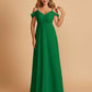 Chiffon Off-shoulder Long Bridesmaid Dresses V-neck Floor Length A-line For Sale