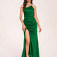 Satin Halter Pleats Sheath Bridesmaid Dresses Side-Slit Floor Length Sleeveless