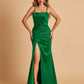 Sexy Satin Spaghetti Straps Prom Dresses Open Back Mermaid Floor Length Unique