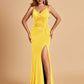 Jersey Mermaid Bridesmaid Dresses Spaghetti Straps V-neck Side Slit Floor Length