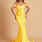 Jersey Mermaid Prom Dresses Off Shoulder Sweetheart Pleats Floor Length