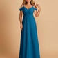 Chiffon Off-shoulder Long Bridesmaid Dresses V-neck Floor Length A-line For Sale