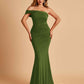 Sexy Jersey One Shoulder Prom Dresses Mermaid Pleats Floor Length Unique