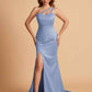 Elegant Satin One Shoulder Sweetheart Mermaid Long Bridesmaid Dresses