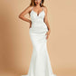 Satin Mermaid V-neck Bridesmaid Dresses Spaghetti Straps Floor Length