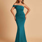 Sexy Jersey One Shoulder Bridesmaid Dresses Mermaid Pleats Floor Length Unique