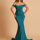 Jersey Mermaid Prom Dresses Off Shoulder Sweetheart Pleats Floor Length