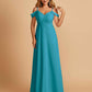 Chiffon Off-shoulder Long Bridesmaid Dresses V-neck Floor Length A-line For Sale
