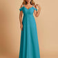 Chiffon Off-shoulder Long Bridesmaid Dresses V-neck Floor Length A-line