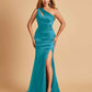 Sexy Satin Key Hole Bridesmaid Dresses One Shoulder Key Hole Floor Length Sheath For Sale