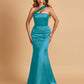 Sexy Satin Mermaid Bridesmaid Dresses One Shoulder Floor Length