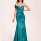 Satin One-shoulder Bridesmaid Dresses Pleats Floor Length Mermaid Long