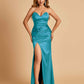 Sexy Satin Mermaid Long Bridesmaid Dresses Strapless Sweetheart Side Slit Floor Length