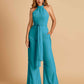 Chiffon Bridesmaid Jumpsuit Jewel Neck Sleeveless Floor Length With Pockets