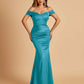Satin Mermaid Off Shoulder Bridesmaid Dresses Sweetheart Floor Length