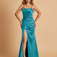 Sexy Satin Spaghetti Straps Prom Dresses Open Back Mermaid Floor Length Unique