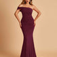 Sexy Jersey One Shoulder Bridesmaid Dresses Mermaid Pleats Floor Length Unique
