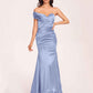 Satin One-shoulder Bridesmaid Dresses Pleats Floor Length Mermaid Long