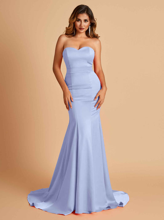 Sexy Satin Sweetheart Mermaid Bridesmaid Dresses Strapless Floor Length