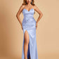 Sexy Satin Mermaid Long Bridesmaid Dresses Strapless Sweetheart Side Slit Floor Length