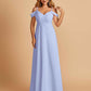 Chiffon Off-shoulder Long Bridesmaid Dresses V-neck Floor Length A-line For Sale