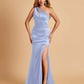 Sexy Satin Key Hole Bridesmaid Dresses One Shoulder Key Hole Floor Length Sheath For Sale