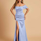 Satin One-shoulder Long Bridesmaid Dresses Side Slit With Pleats Mermaid