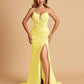 Satin Mermaid Long Prom Dresses Spaghetti Straps Sweetheart Side Slit Floor Length
