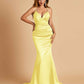 Satin Mermaid V-neck Bridesmaid Dresses Spaghetti Straps Floor Length