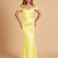 Satin Mermaid Off Shoulder Bridesmaid Dresses Sweetheart Floor Length