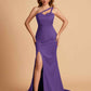 Elegant Satin One Shoulder Sweetheart Mermaid Long Bridesmaid Dresses