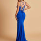 Jersey Mermaid Bridesmaid Dresses Spaghetti Straps V-neck Side Slit Floor Length