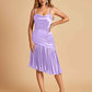 Sexy Satin Midi Asymmetrical Bridesmaid Dresses Spaghetti Straps Mermaid With Ruffles