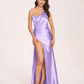Sexy Satin One-shoulder Prom Dresses Side Slit Sheath Floor Length Long
