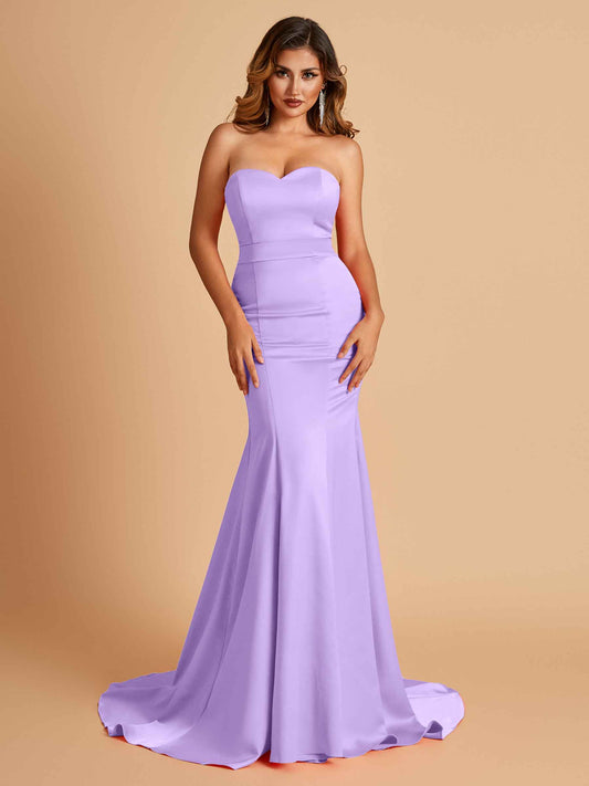 Sexy Satin Sweetheart Mermaid Bridesmaid Dresses Strapless Floor Length