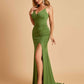 Jersey Mermaid Bridesmaid Dresses Spaghetti Straps V-neck Side Slit Pleats Floor Length