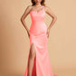 Elegant Satin One Shoulder Sweetheart Mermaid Long Bridesmaid Dresses