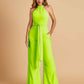 Chiffon Bridesmaid Jumpsuit Jewel Neck Sleeveless Floor Length With Pockets