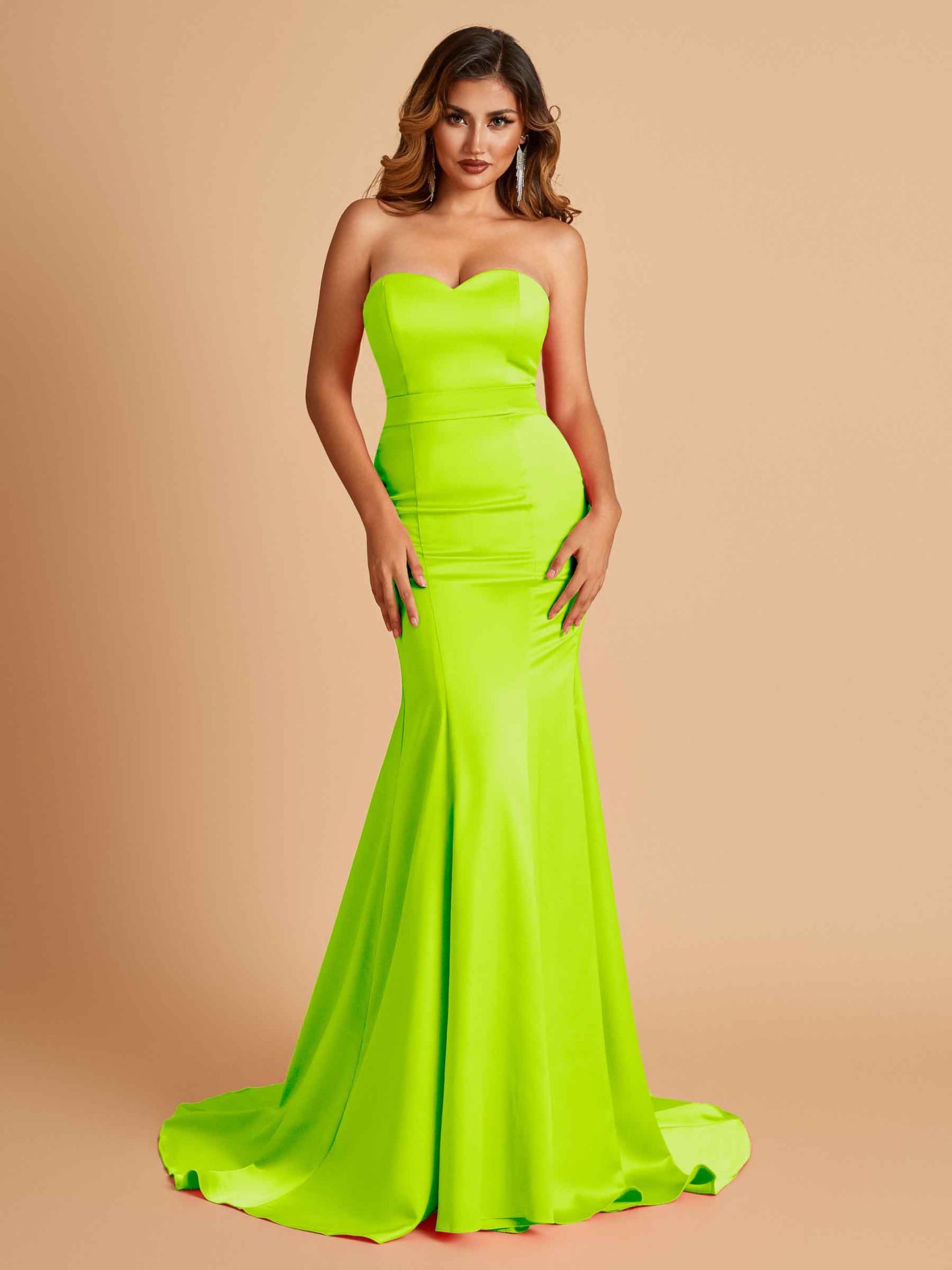 Sexy Satin Sweetheart Mermaid Bridesmaid Dresses Strapless Floor Length