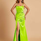 Sexy Satin Spaghetti Straps Bridesmaid Dresses Open Back Mermaid Floor Length Unique
