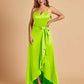Satin Asymmetric V-neck Bridesmaid Dresses Sleeveless Side Slit A-line Unique For Sale
