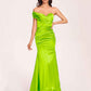 Satin One-shoulder Bridesmaid Dresses Pleats Floor Length Mermaid Long