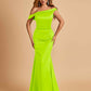 Charming Satin Off Shoulder Mermaid Prom Dresses Straps Floor Length