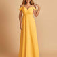 Chiffon Off-shoulder Long Bridesmaid Dresses V-neck Floor Length A-line