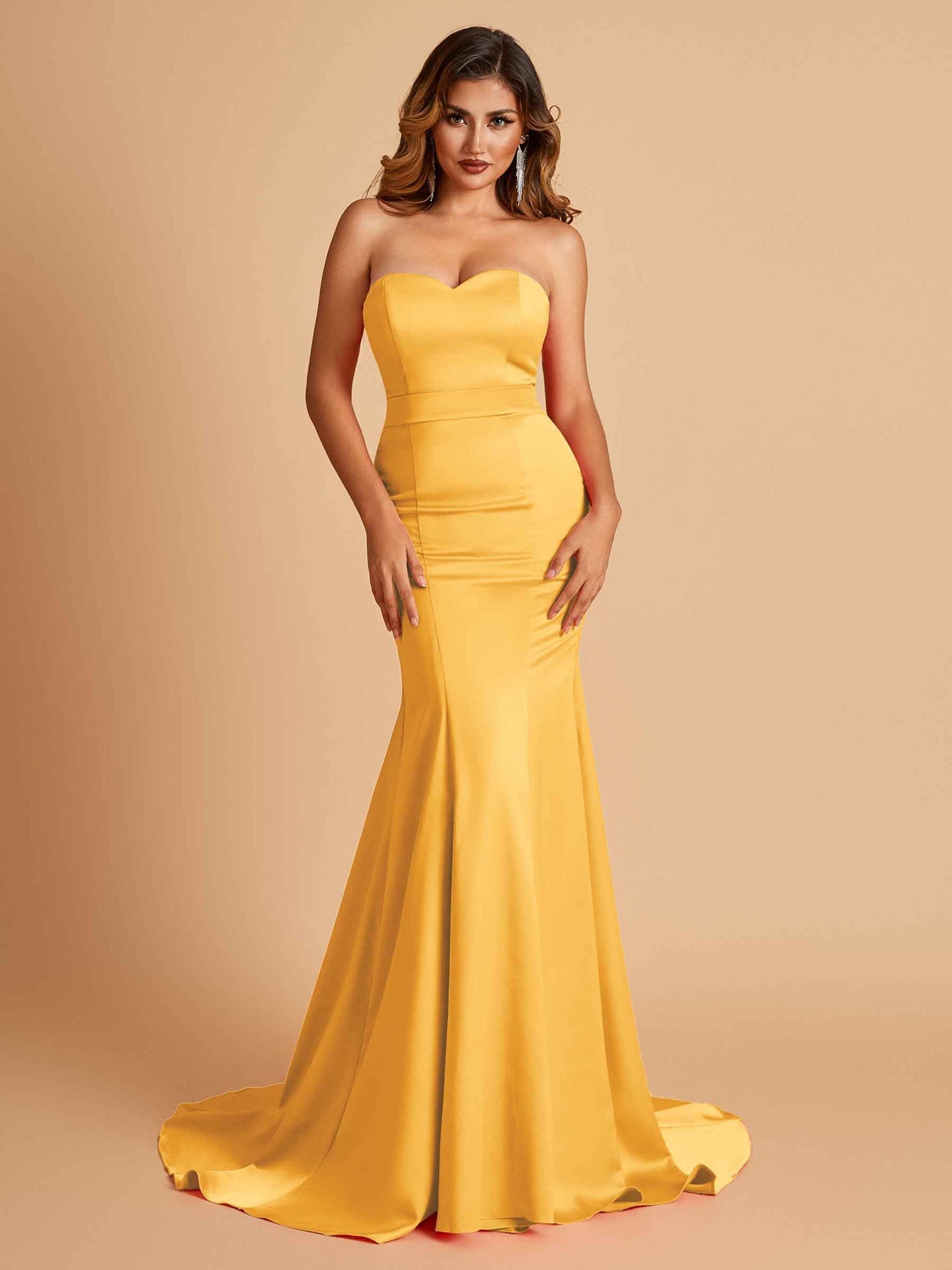 Sexy Satin Sweetheart Mermaid Prom Dresses Strapless Floor Length