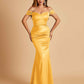 Satin Mermaid Off Shoulder Bridesmaid Dresses Sweetheart Floor Length