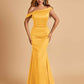 Charming Satin Off Shoulder Mermaid Prom Dresses Straps Floor Length