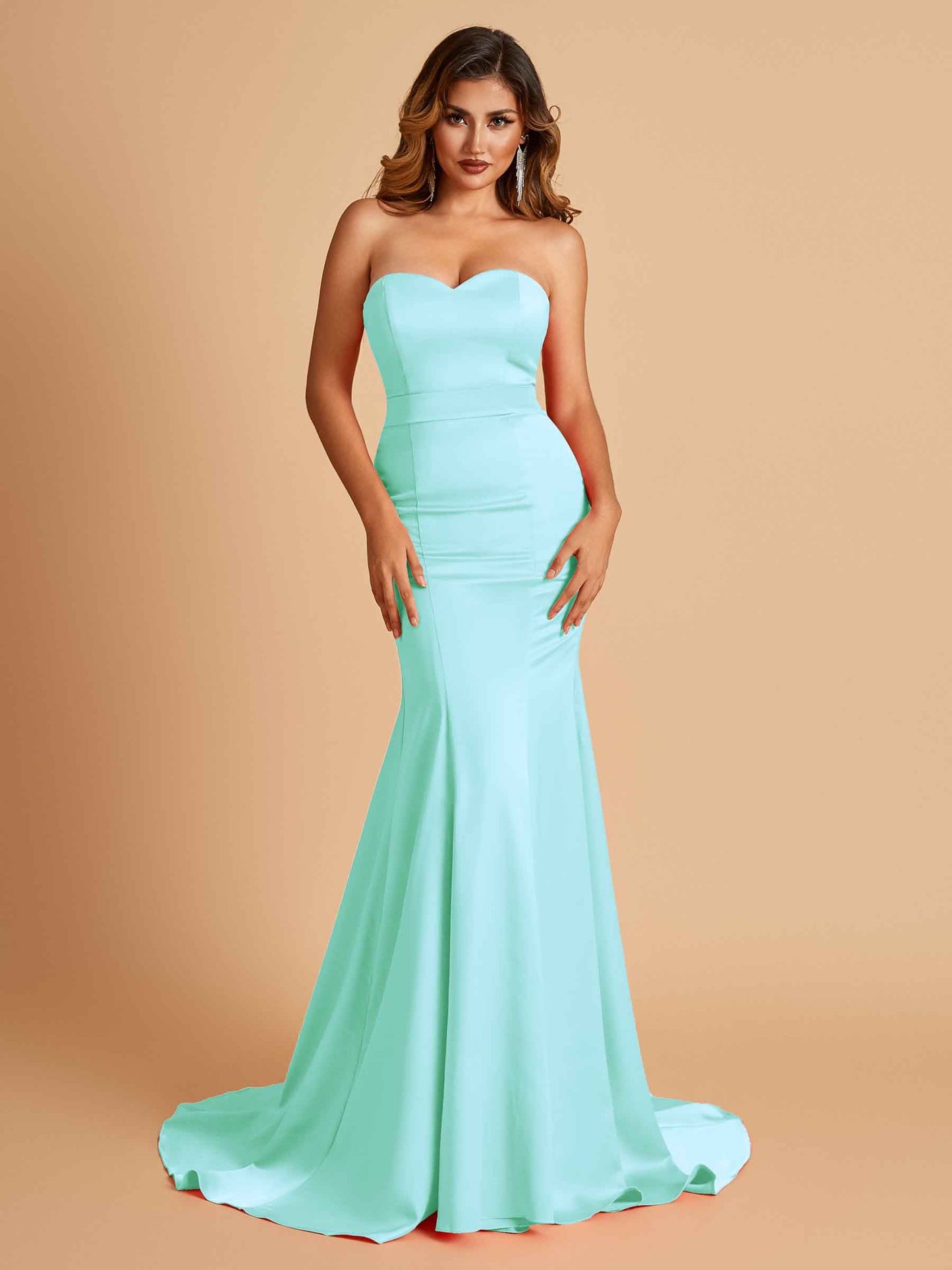 Sexy Satin Sweetheart Mermaid Prom Dresses Strapless Floor Length