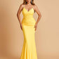 Sexy Jersey Spaghetti Straps Prom Dresses V-neck Mermaid Criss-cross Back Floor Length